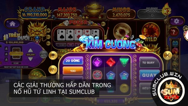 Các giải thưởng hấp dẫn trong nỗ hũ Tứ Linh tại Sumclub