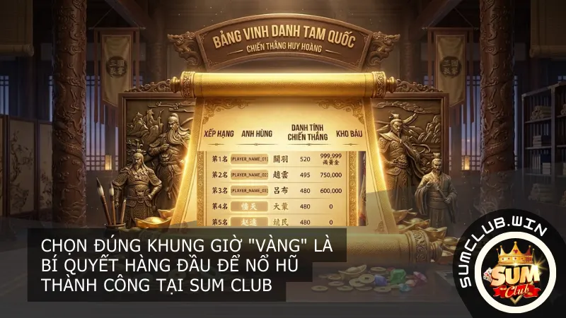 Chọn đúng khung giờ "vàng" là bí quyết hàng đầu để nổ hũ thành công tại Sum club
